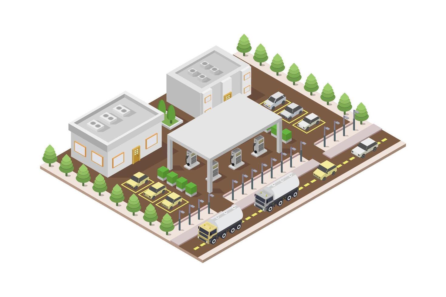 Petrol plant isometric illustrated on white vector