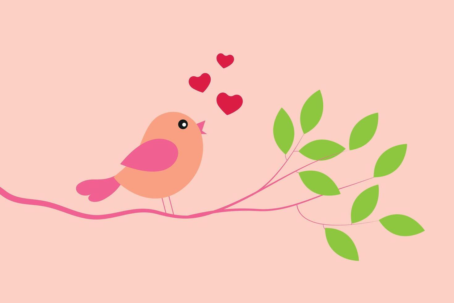 Cute bird. Card for Valentine day vector