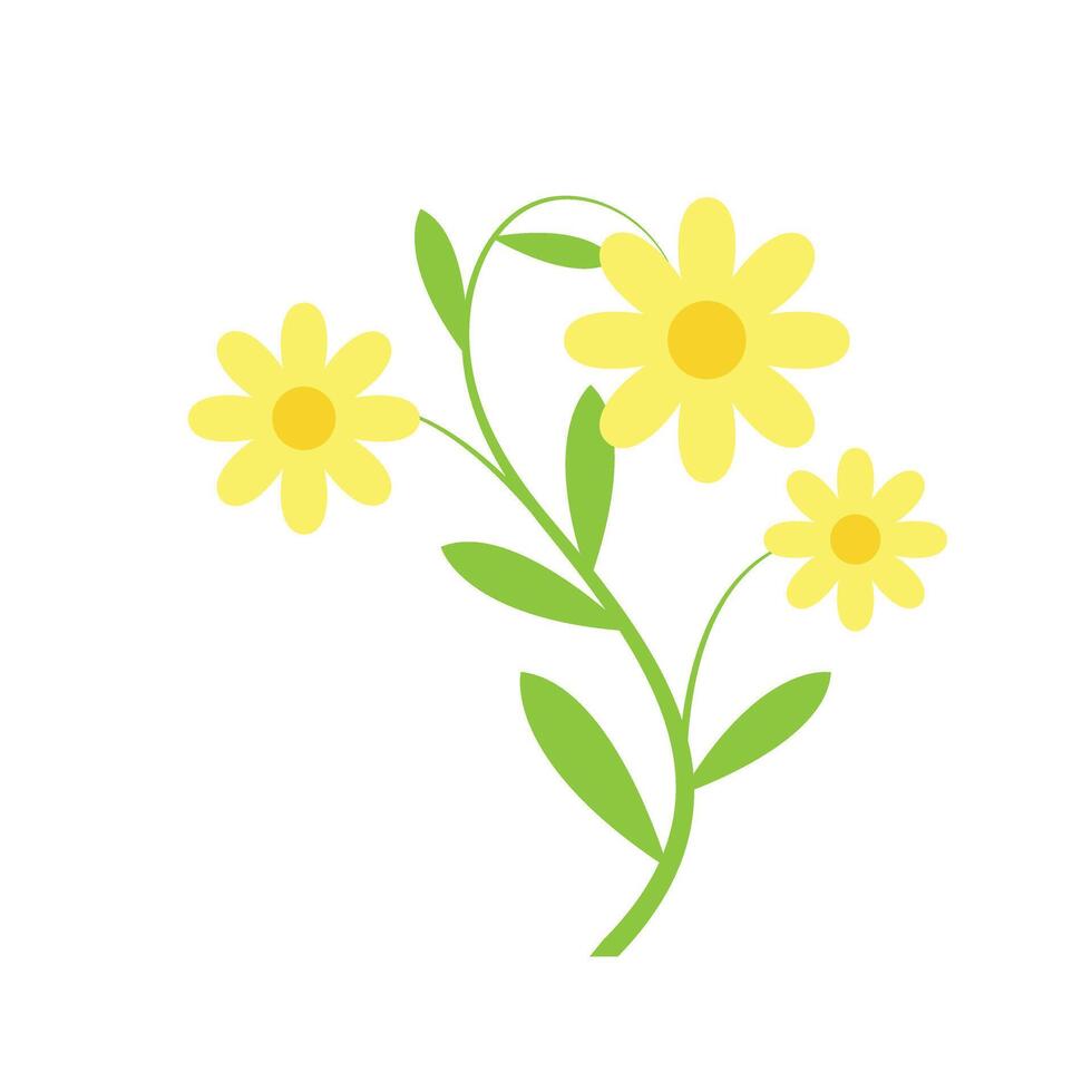 yellow flowers with leaves design, natural floral nature plant ornament garden decoration and botany theme vector