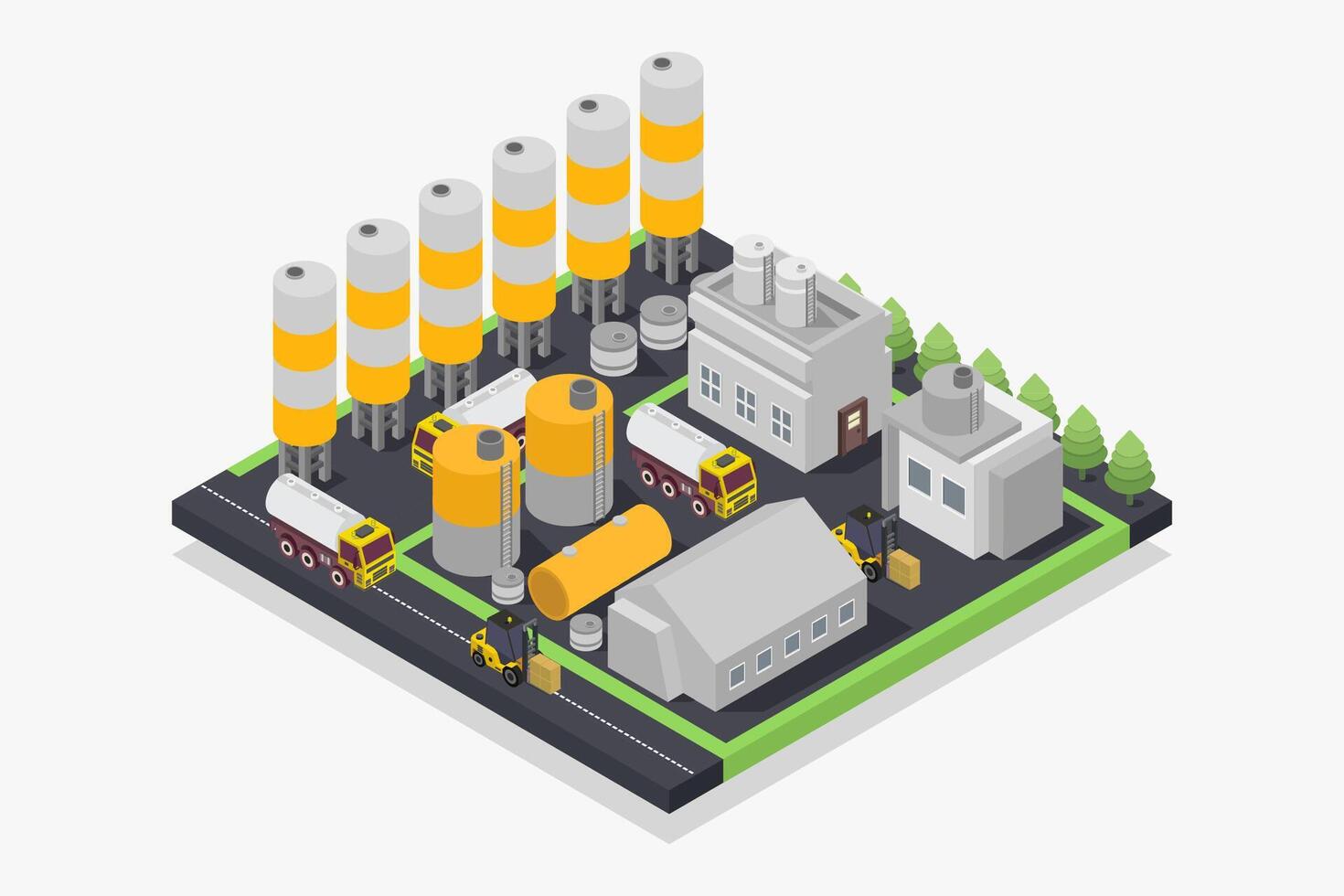 Concrete cement production isometric illustrated vector