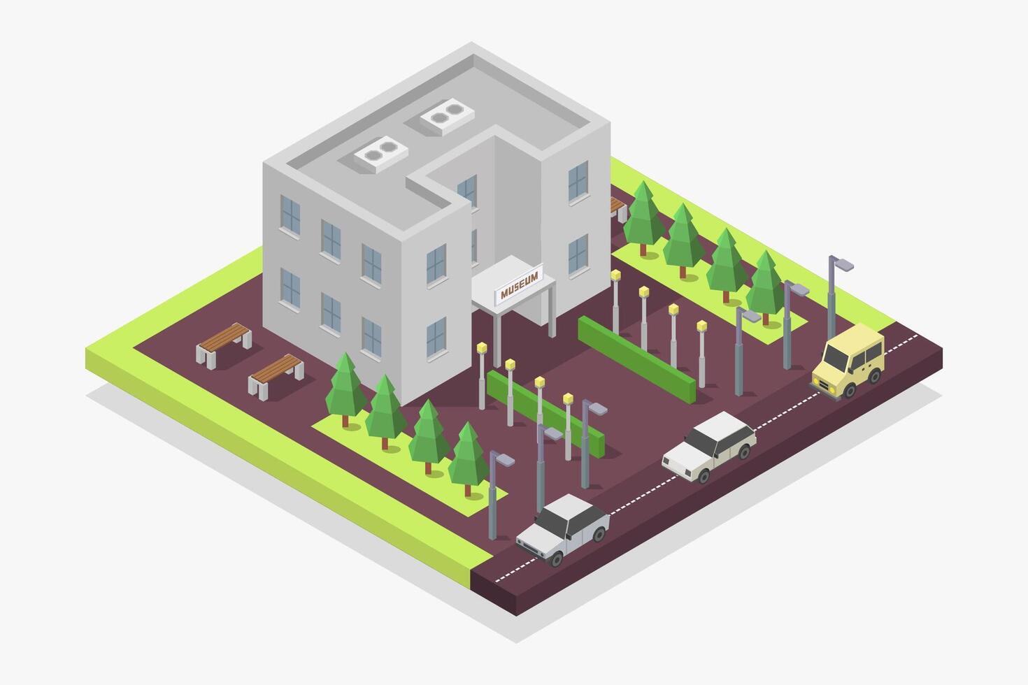Isometric museum illustrated vector