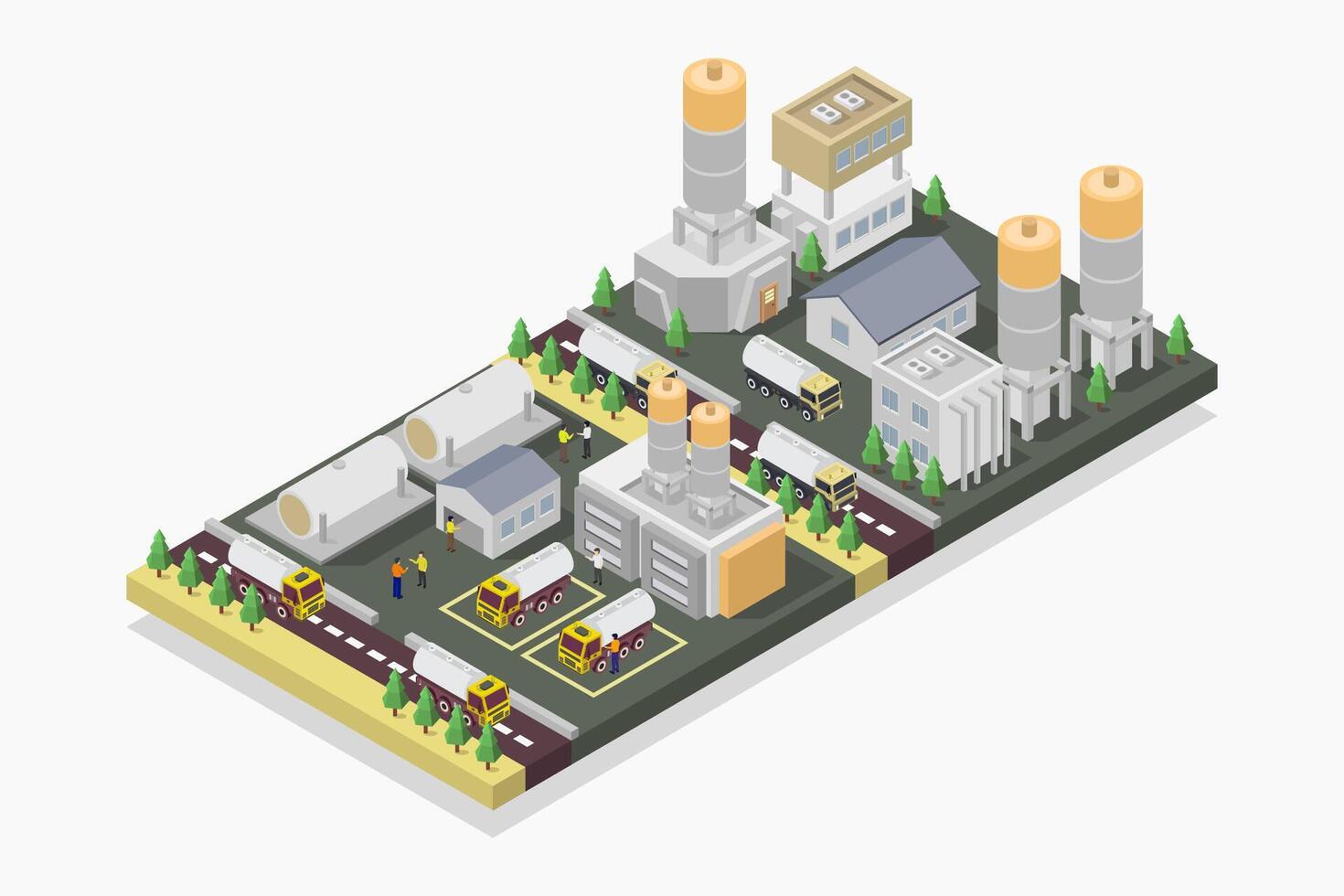 Concrete factory isometric illustrated vector