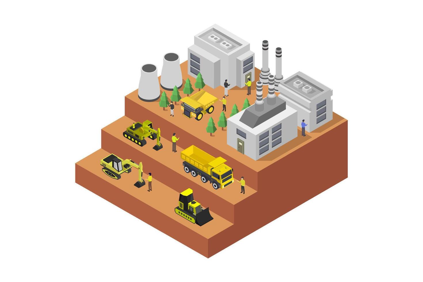 Mining industry isometric illustrated vector