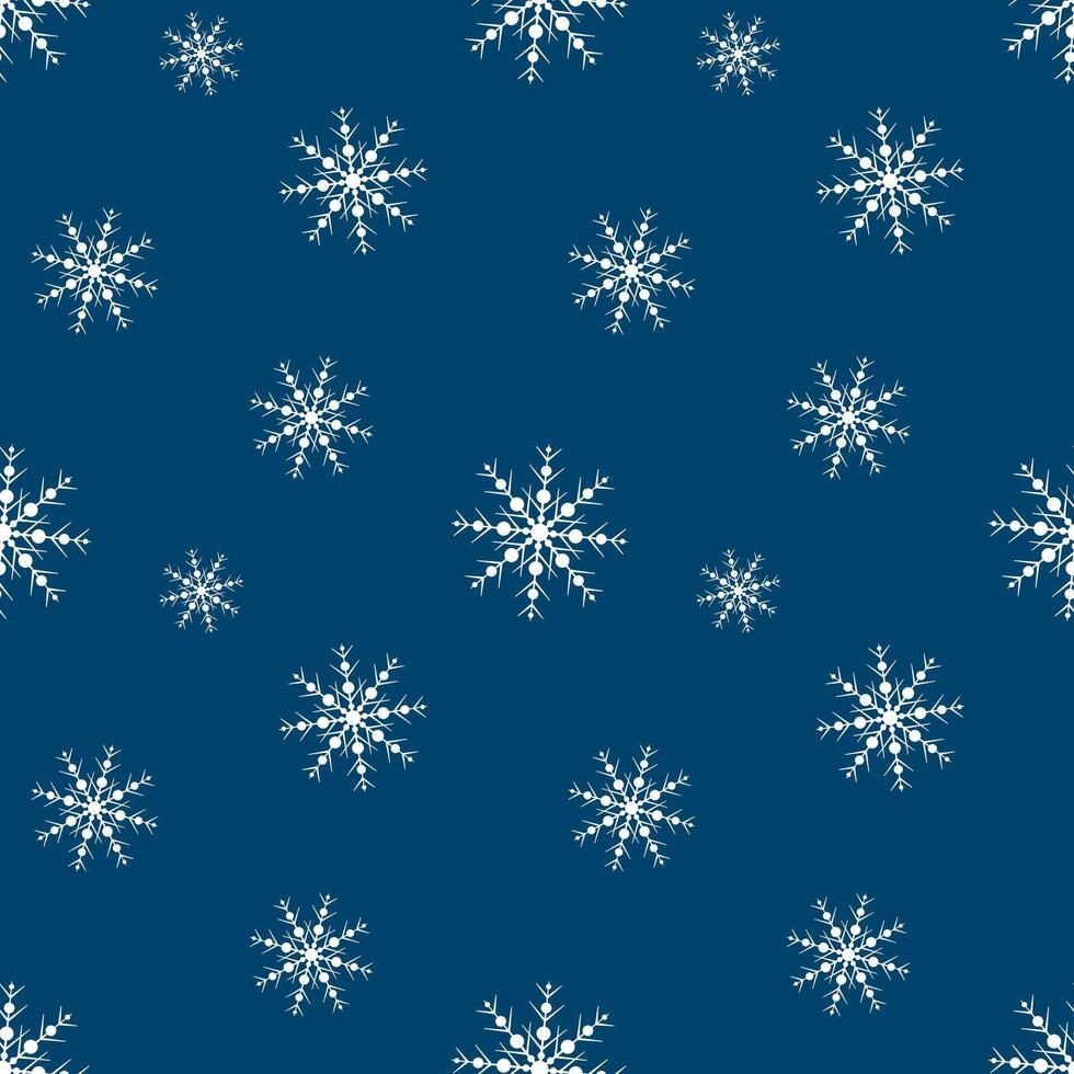 Snow pattern, night sky with falling snowflakes, winter dark background with white snowflake shapes. vector