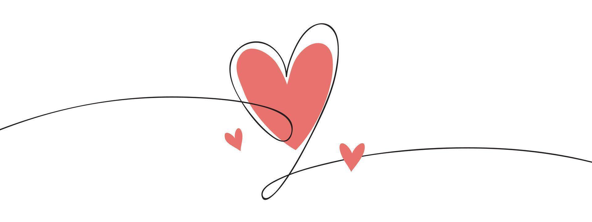 Heart. Continuous line art drawing. Hand drawn doodle illustration in a continuous line. Line art decorative design vector