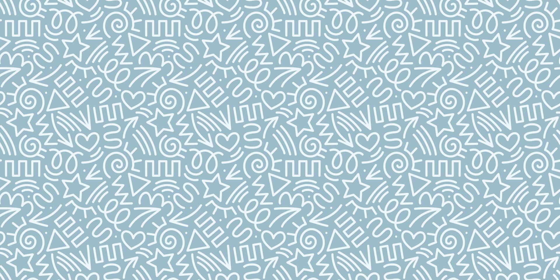 Line doodle seamless pattern. Creative abstract art background collection for children or festive celebration design. Simple childish scribble wallpaper print texture bundle. vector