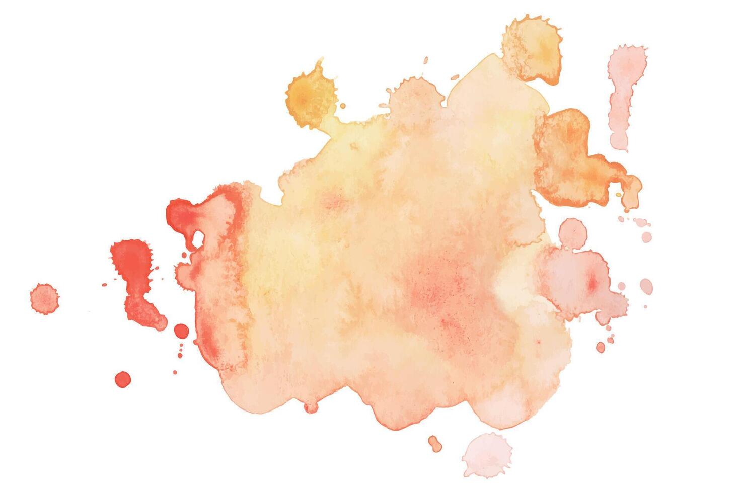 Creative Orange Watercolor Blot with Splattered Ink. Orange Watercolor Splatter with Ink Drops Isolated on White Background vector