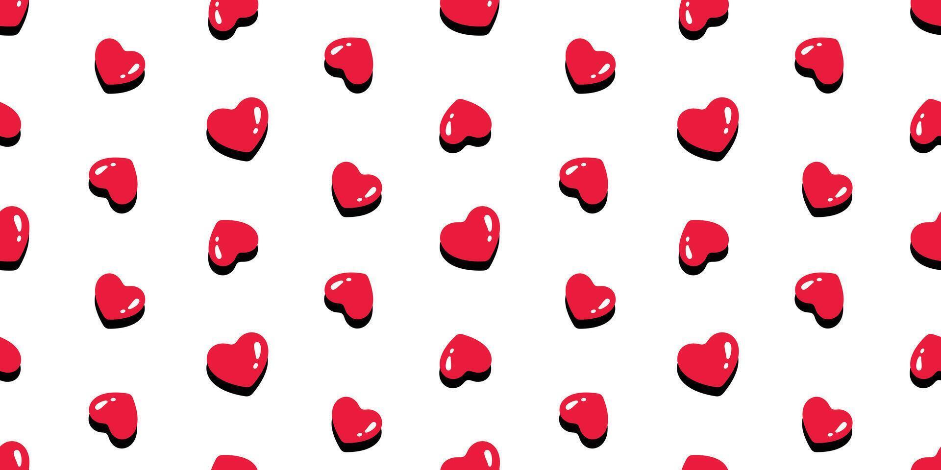 heart seamless pattern valentine shadow tile background gift wrapping paper repeat wallpaper cartoon doodle red illustration design isolated vector