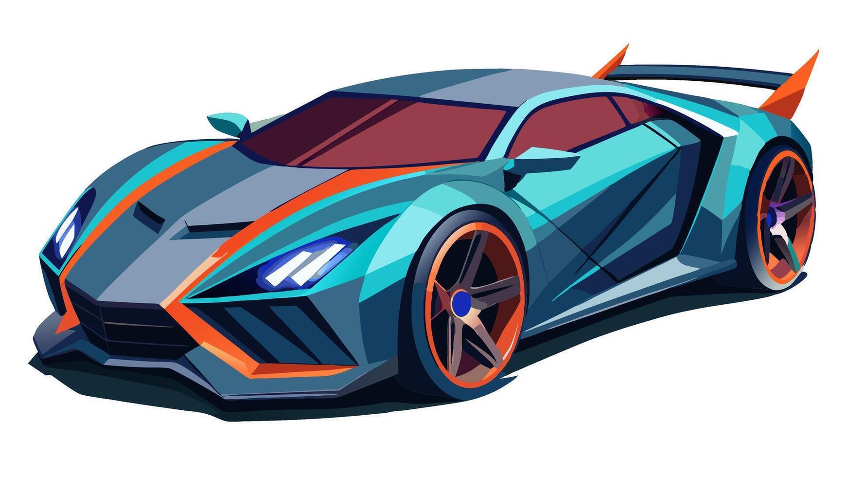A cartoon car with orange and blue rims vector