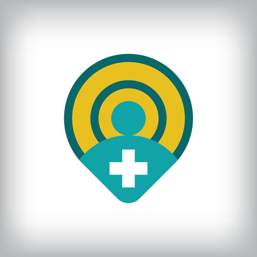 Unique simple health location logo design. healthcare and pharmacy template in geometric style. vector