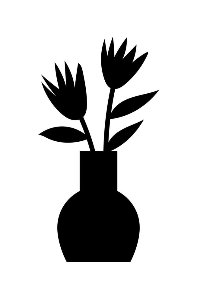 Two flowers in a vase. Graphic element for fabric, textile, clothing, wrapping paper, wallpaper, poster. vector