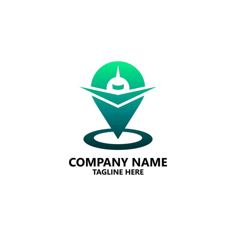 pin plane logo design vector