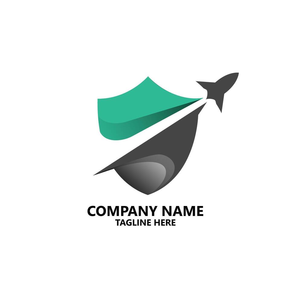 shiled plane logo design vector