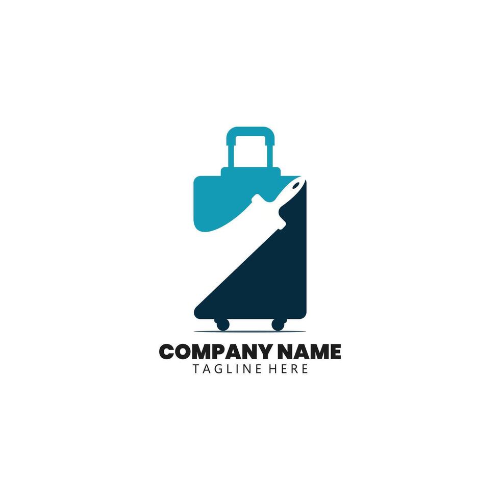 suitcase brush logo design vector
