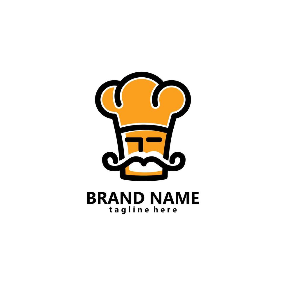 mustache chef logo design vector