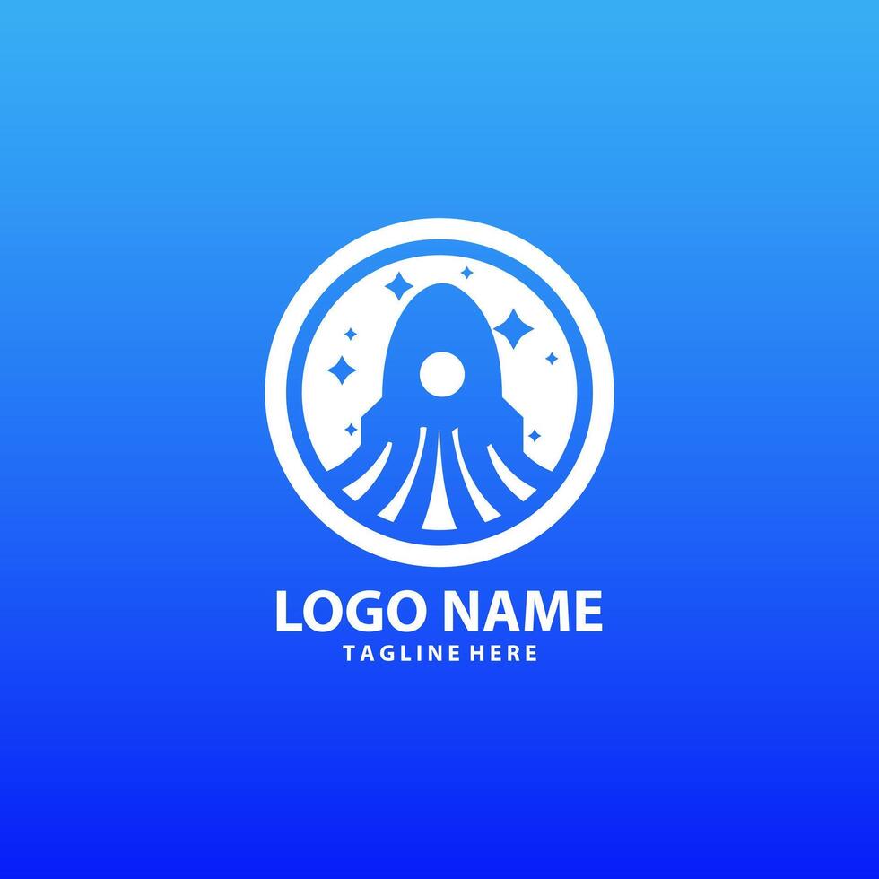 rocket moon logo design vector