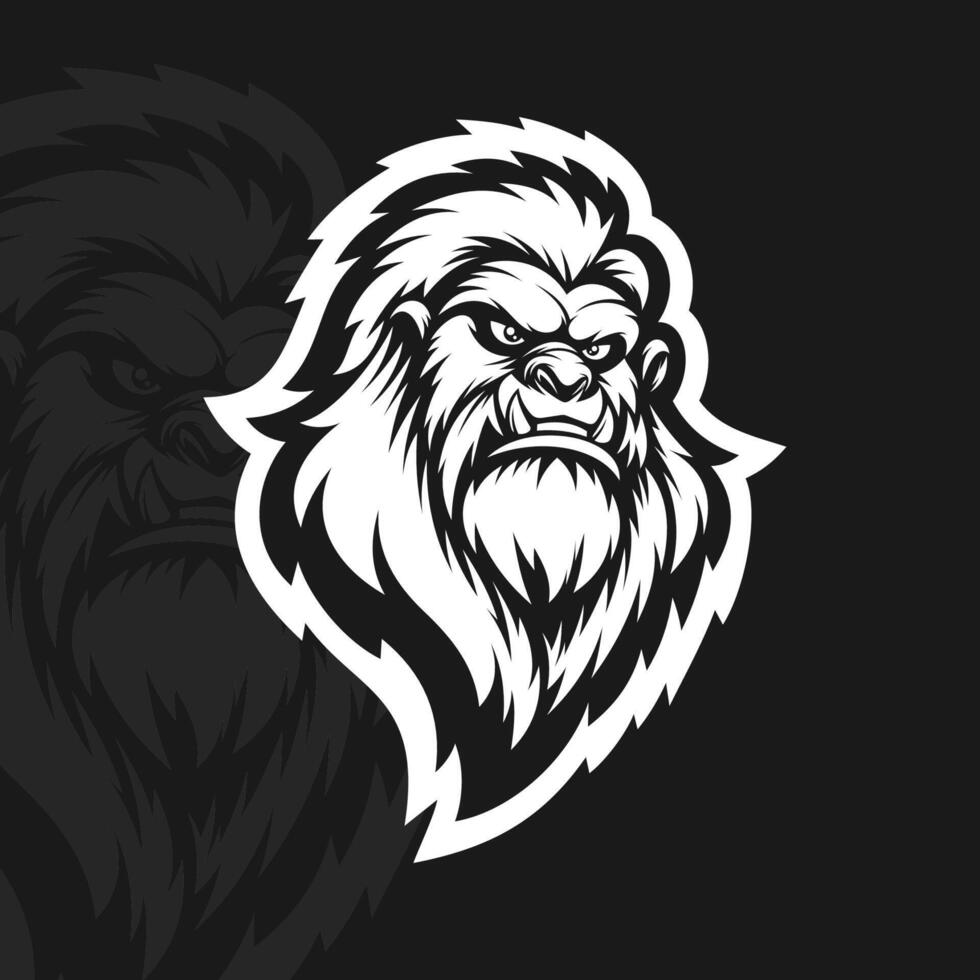 Yeti head, illustration mascot design esport vector
