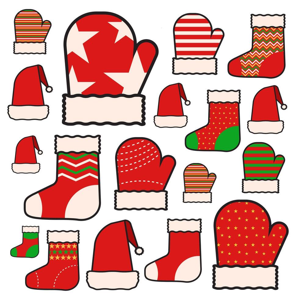 CHRISTMAS WINTER ESSENTIALS CLIPART STIKER vector