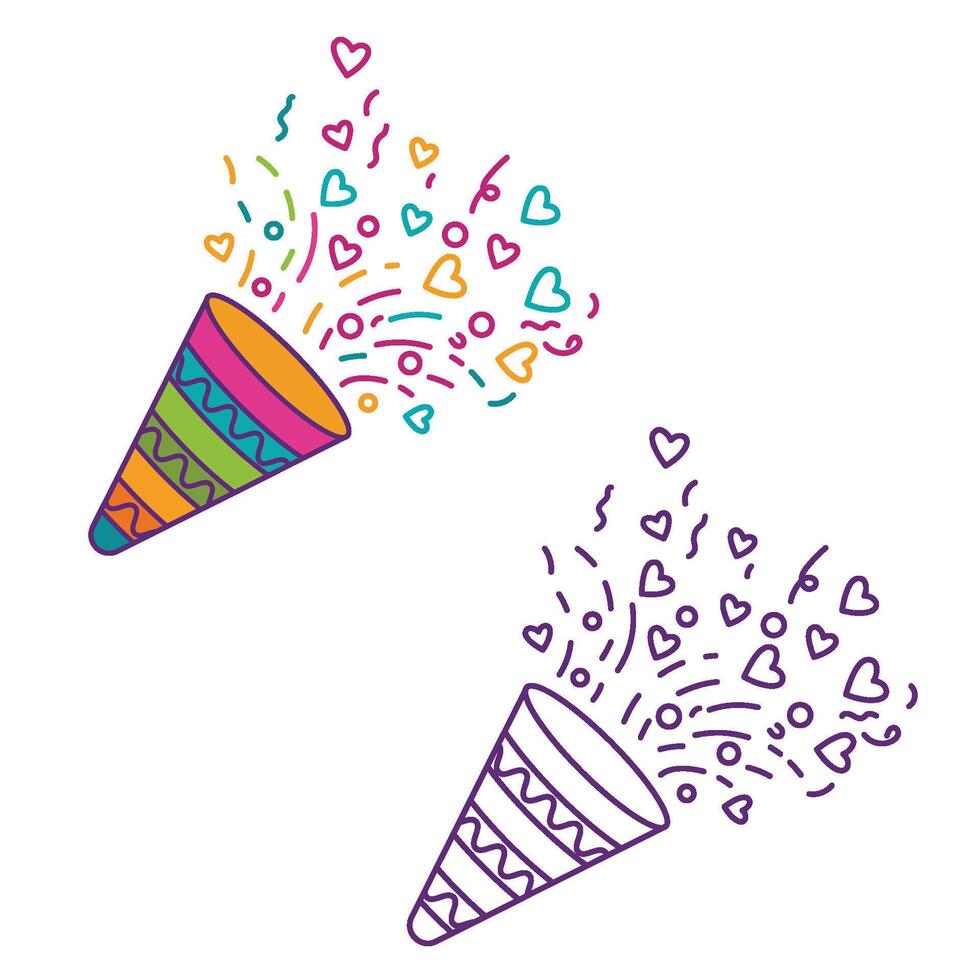 Fireworks draws a party. Confetti floating from the birthday party fireworks stock illustration vector
