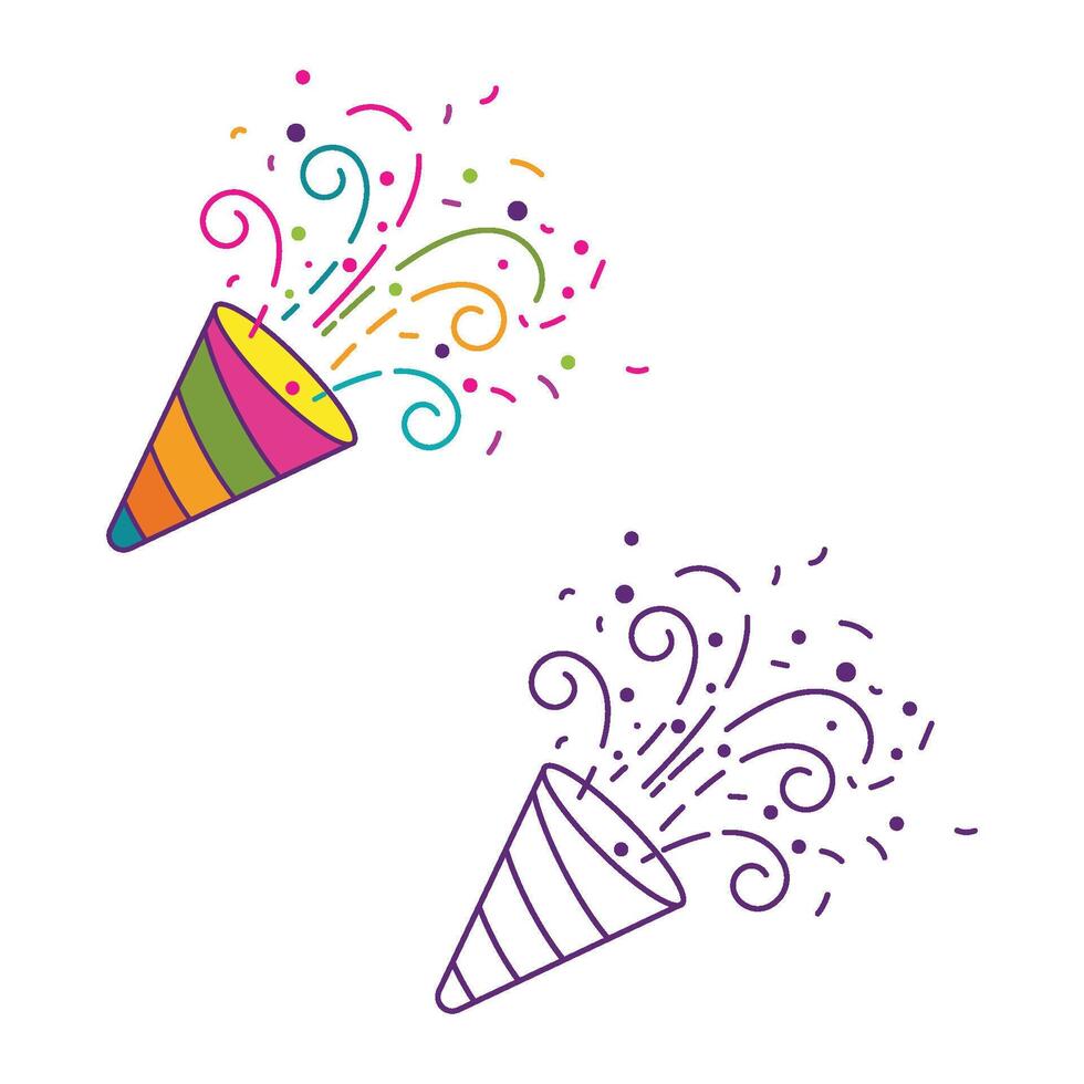 Cute party popper isolated confetti explosion firecrackers celebration vector