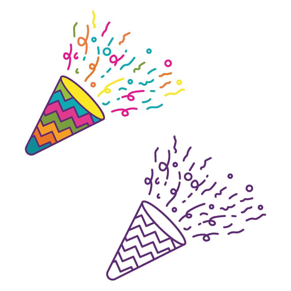 Party confetti popper exploding birthday. stock illustration vector