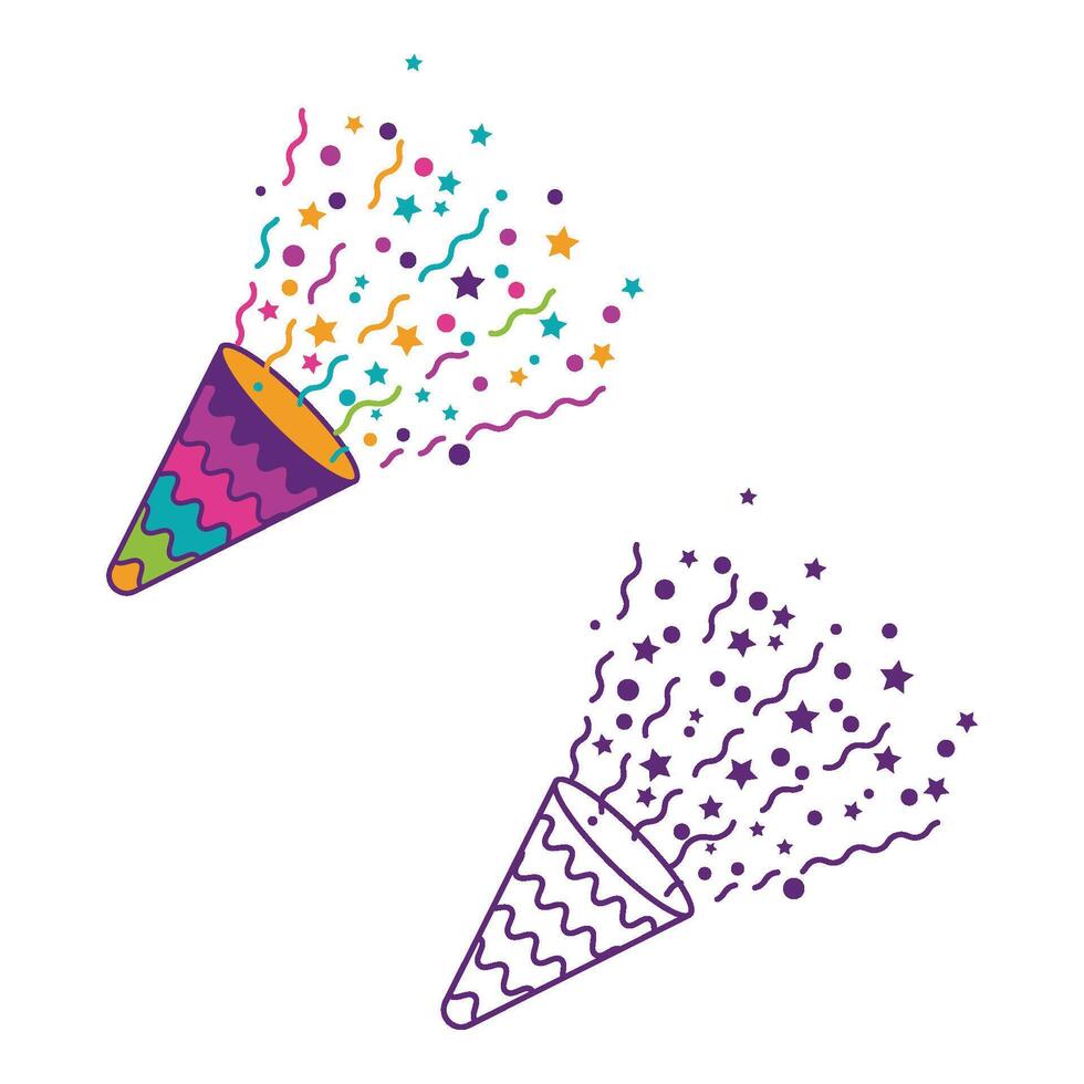 Confetti and trumpet element set stock illustration vector