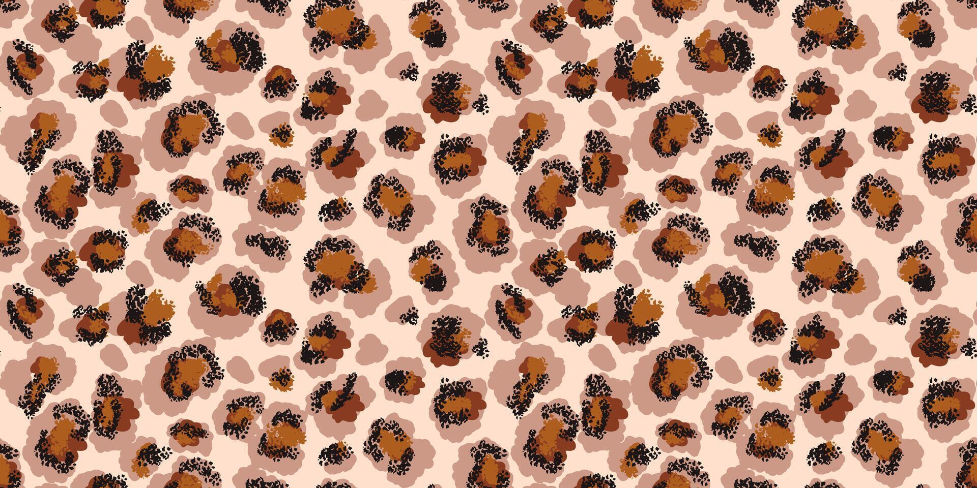Brown leopard-inspired pattern with abstract spots on a light beige background. Bold, modern design animal print perfect for fashion, textiles, digital art, and artistic creative branding projects. vector