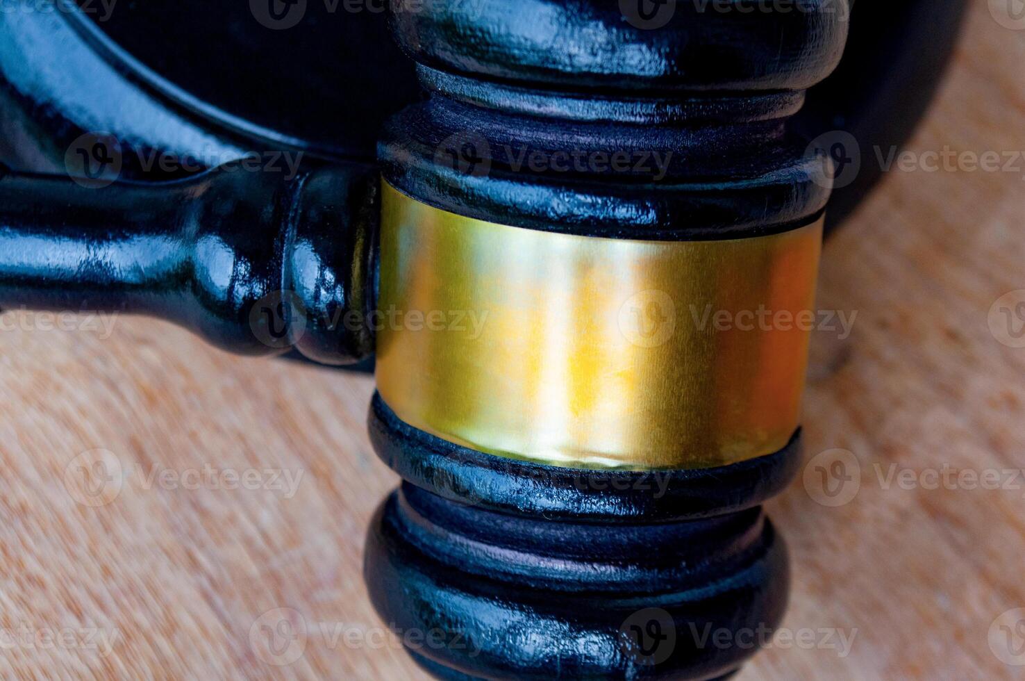 Top view of lawyer's gavel with customizable space for text. Law and regulation concept photo