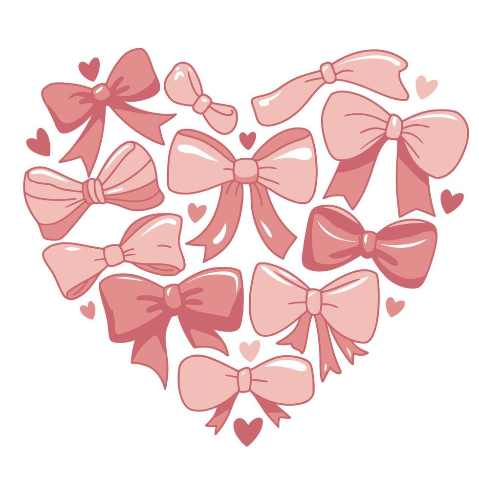 Heart Shape Made of Pink Bows Illustration vector