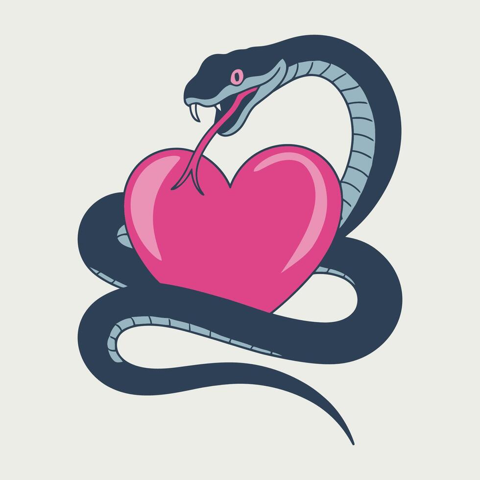 Snake Wrapped Around Heart Illustration vector