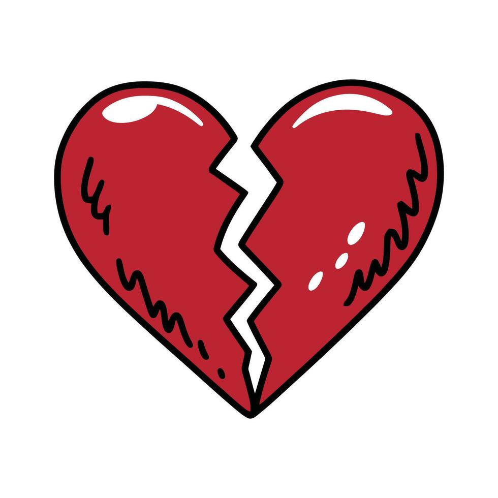 Broken Heart Hand Drawn Illustration vector
