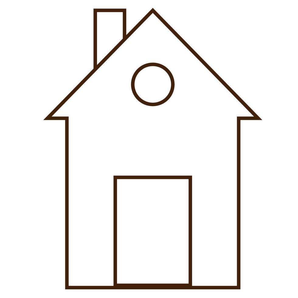 Linear drawing icon silhouette of a house. House children's drawing. Icon for design. vector