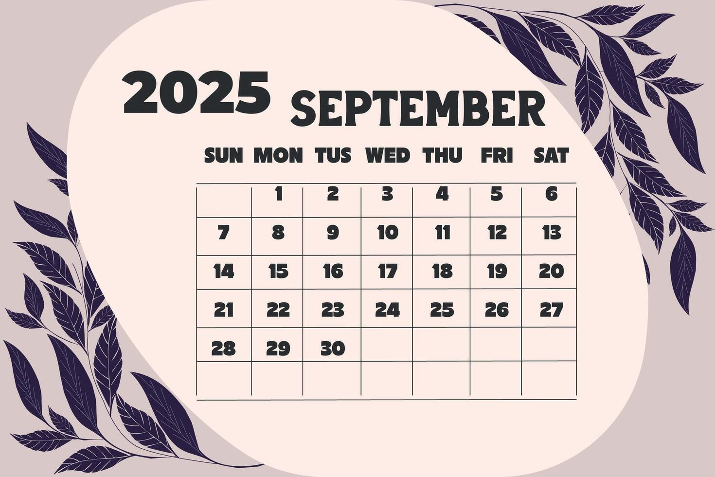 September 2025 Calendar vector