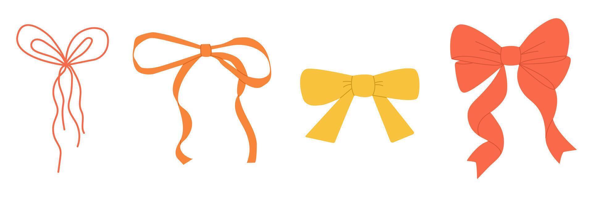 Decorative bowknot set in hand-drawn style vector