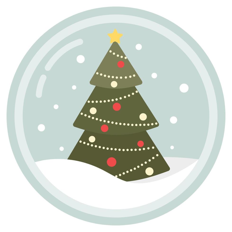 Flat icon of christmas snow globe isolated on white background. vector