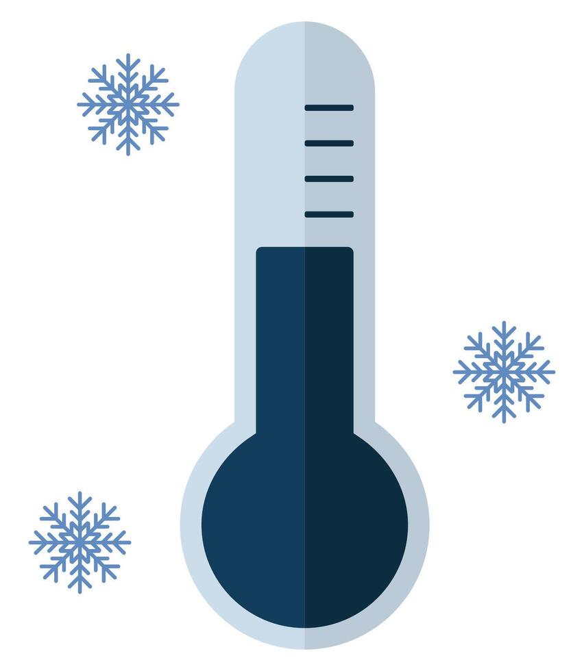 Cold thermometer flat icon isolated on white background. vector