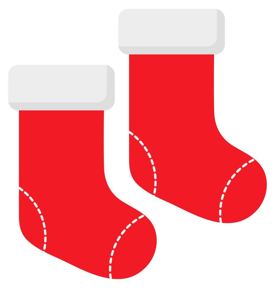 Christmas gift socks icon isolated on whited background. vector