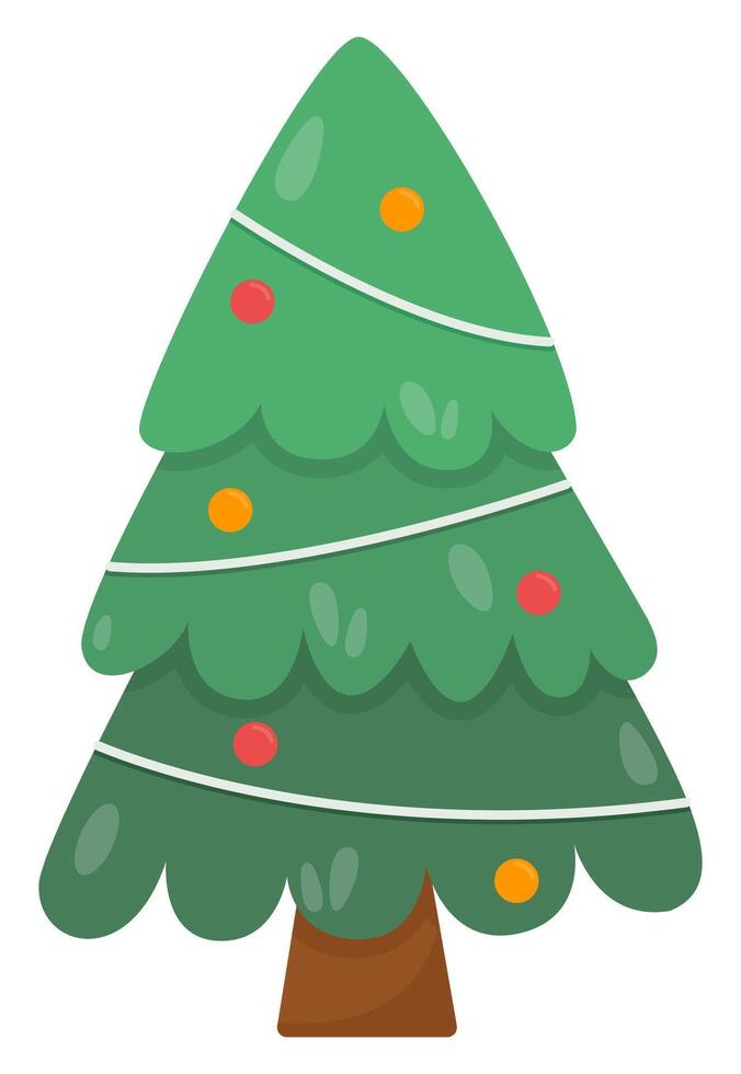 Christmas tree cartoon icon isolated on white background. vector