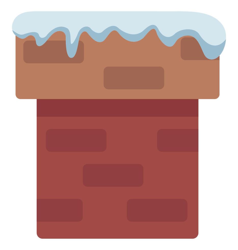 Flat icon of chimney with snow isolated on white background. vector