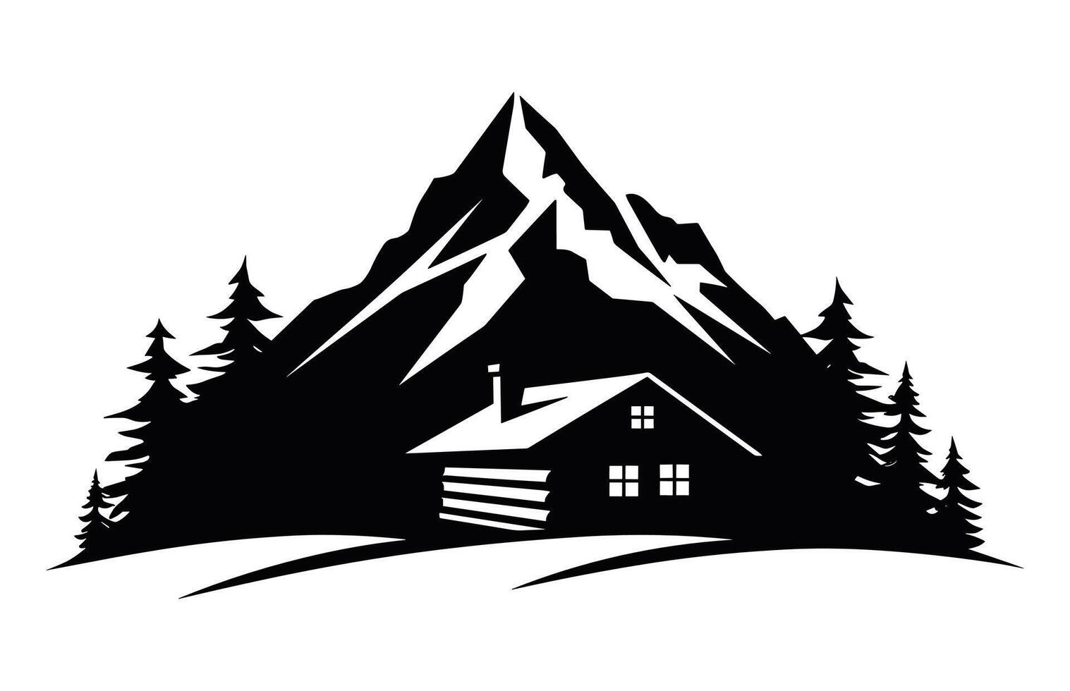 Mountain Cabin Silhouette vector