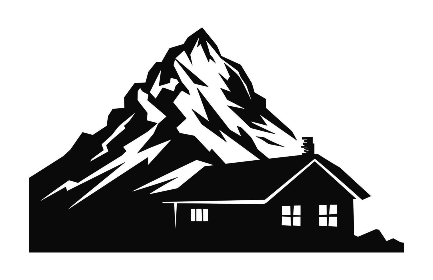 Mountain Cabin Silhouette isolated on a white background vector