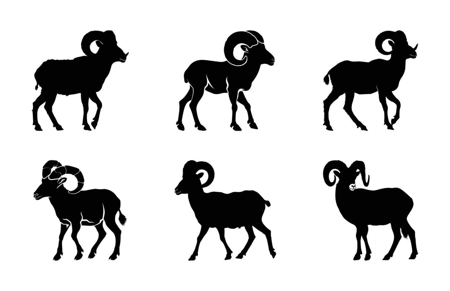 Bighorn Sheep Silhouette Bundle vector