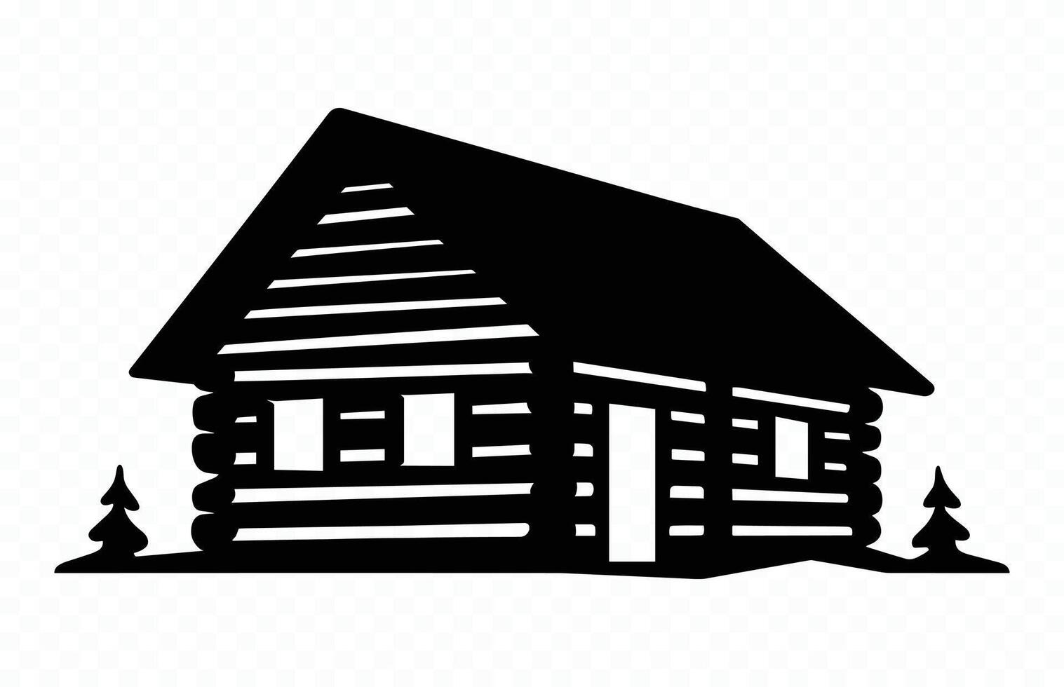 Log Cabin Clipart Silhouette isolated on a white background vector