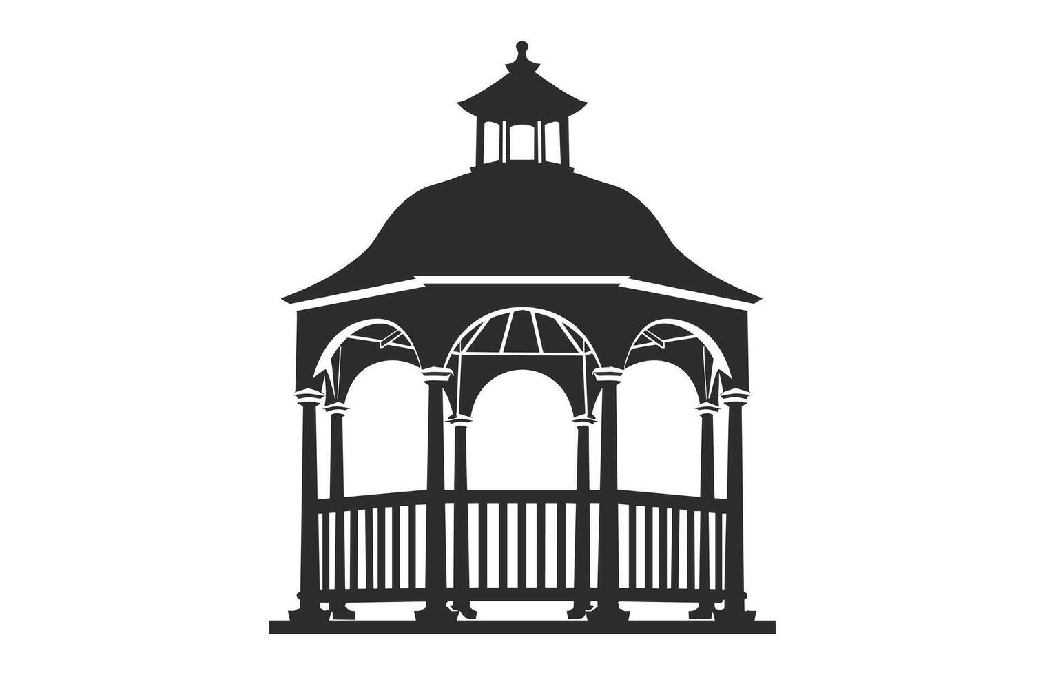 Gazebo Silhouette Clipart isolated on a white background vector