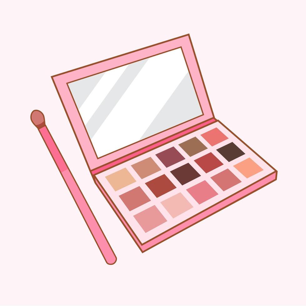 Eye Shadow Palette With Brush and Mirror Illustration vector