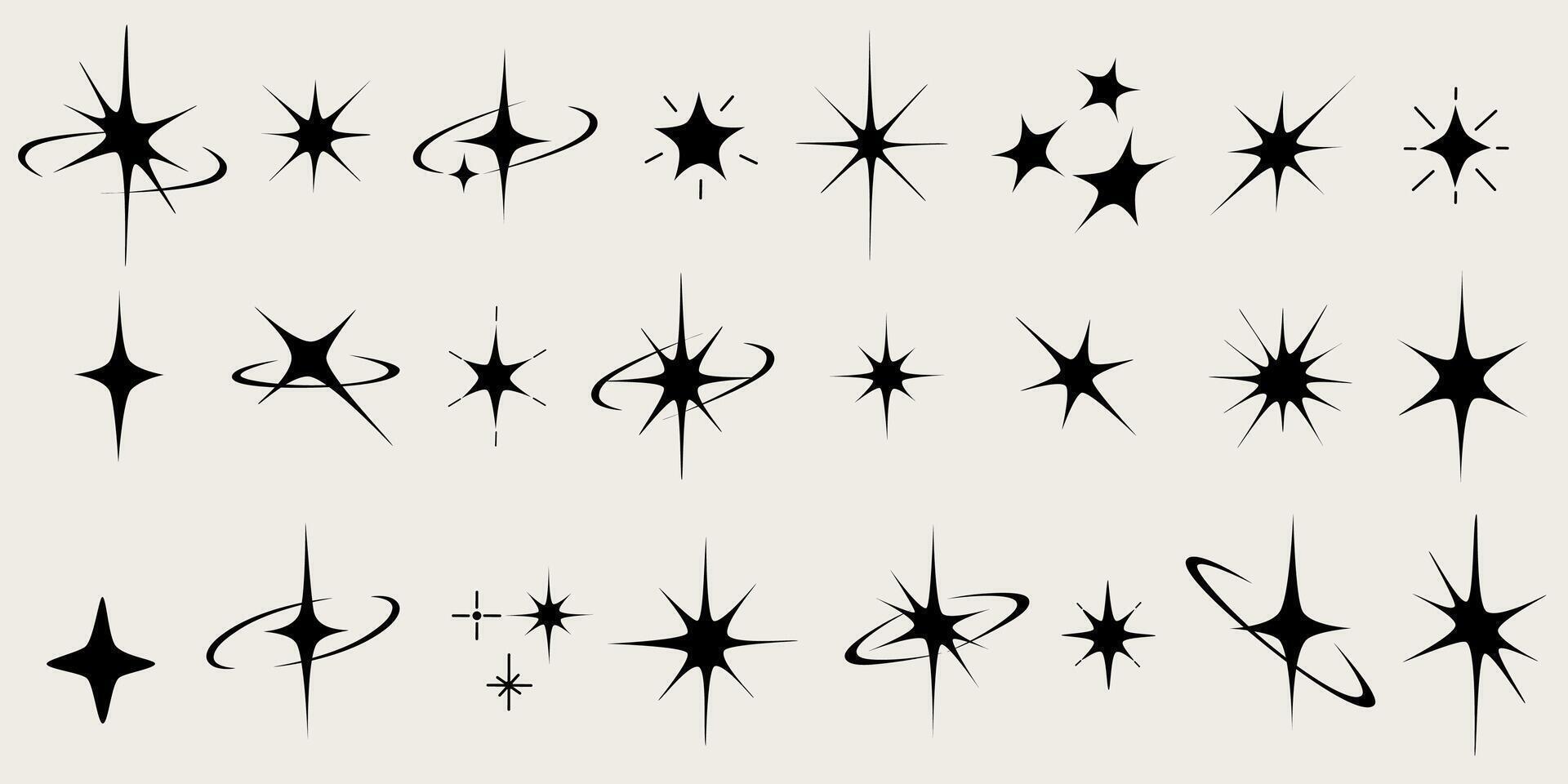 Blinking stars, sparks and sparkles set. Space cosmos galaxy aesthetic. Magic light flare pack for design template, poster, banner, brochure, leaflet. glint glitter illustration vector