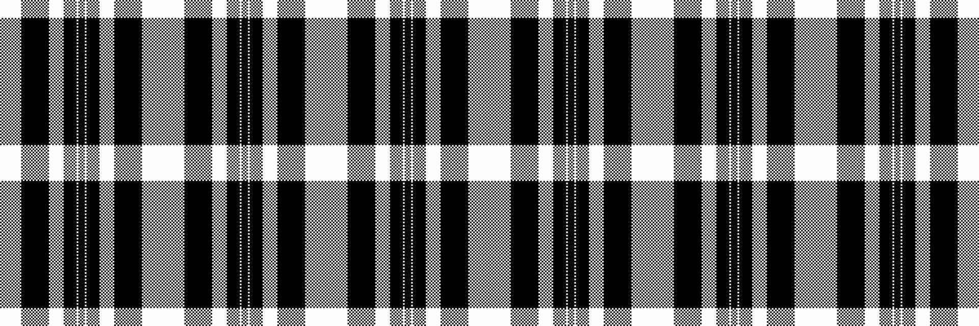 Postcard seamless pattern textile, open plaid texture fabric. Clothing check tartan background in white and black colors. vector