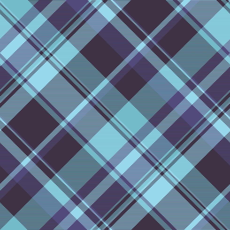 Real background texture, indoor fabric seamless check. Plain textile tartan plaid pattern in cyan and dark colors. vector
