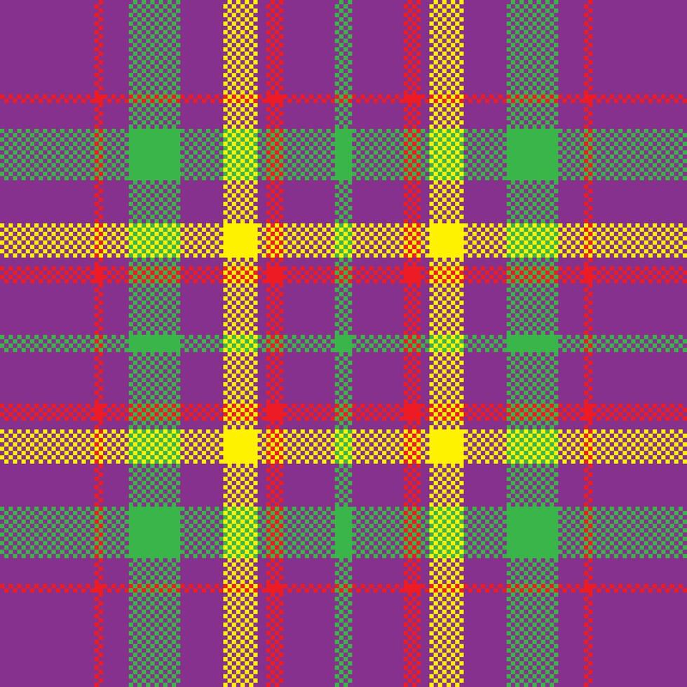 Pixel background design. Modern seamless pattern plaid. Square texture fabric. Tartan scottish textile. Beauty color madras ornament. vector