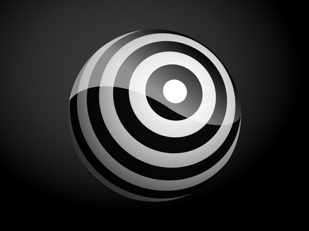 Abstract pattern cover black and white 3D ball. illustration on dark background. vector